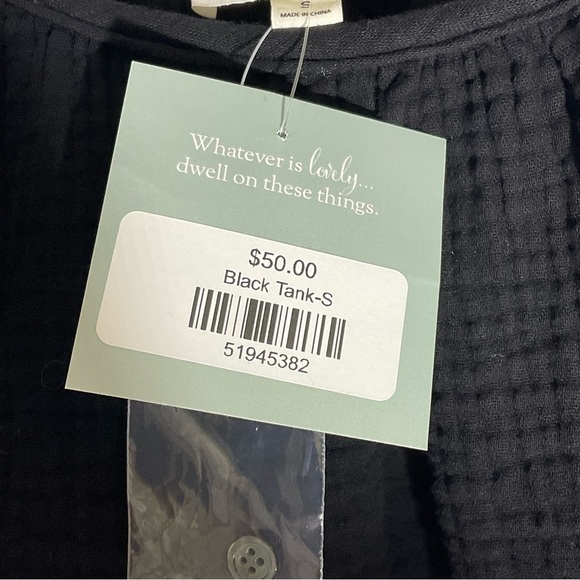 P Cill Black Tank Top w/Adjustable Button Wide Ruffle Straps & Flowing Bodice SM - Picture 8 of 16